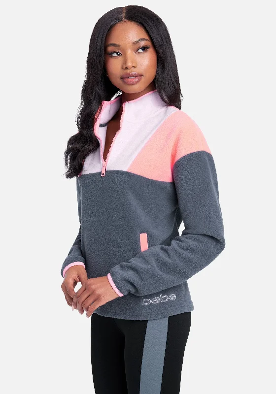 Bebe Logo  Fleece Color Block Pullover