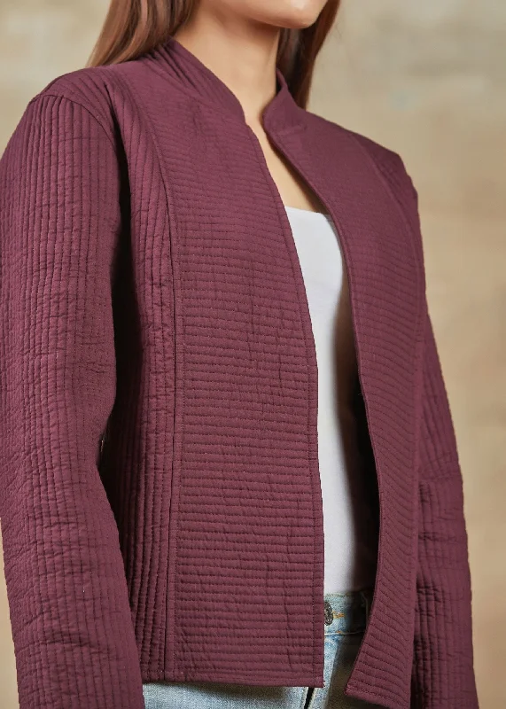 Burgandy Color Cotton Quilted Jacket