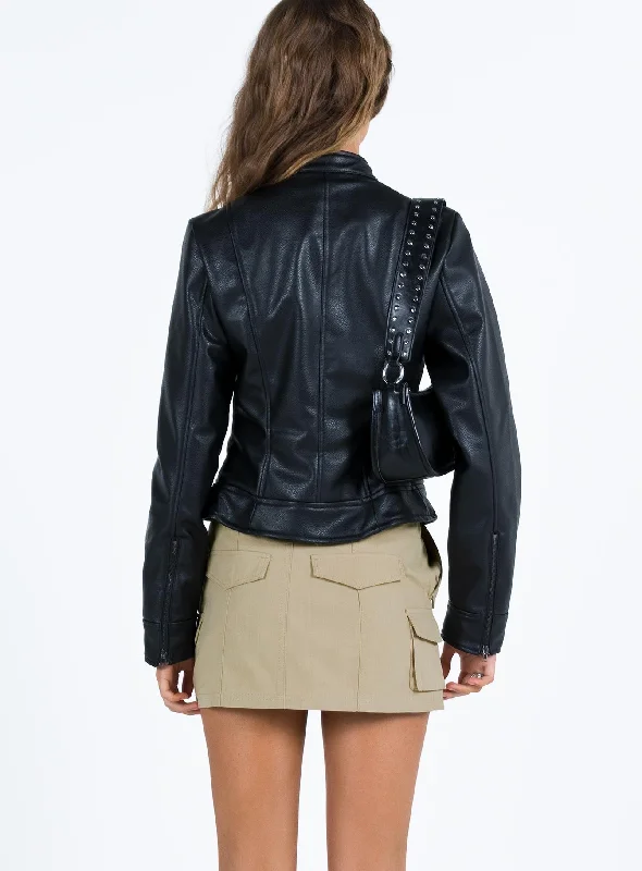 Get It Faux Leather Jacket Black