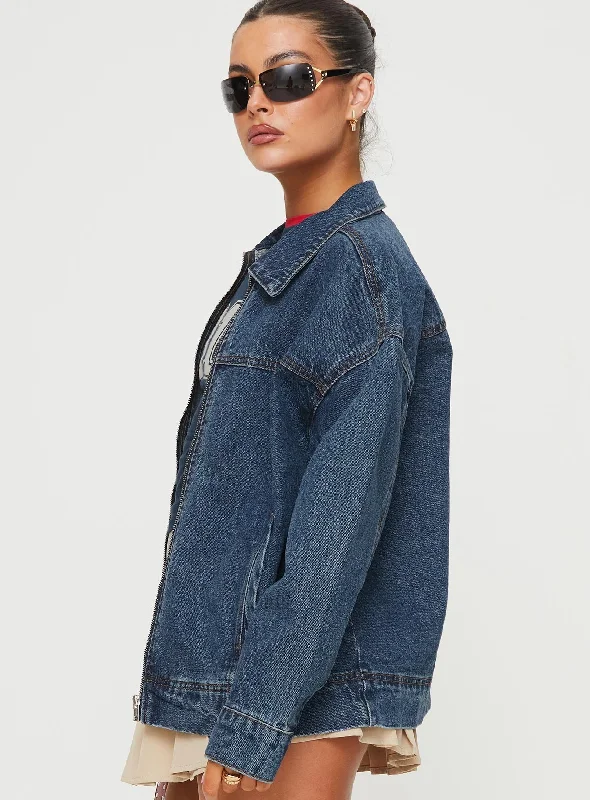 Goldsmith Denim Bomber Jacket Mid Wash