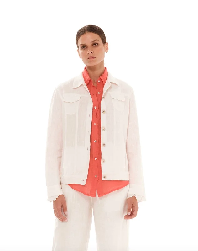 Haris Cotton Womens Linen Jacket - Beach sand or White