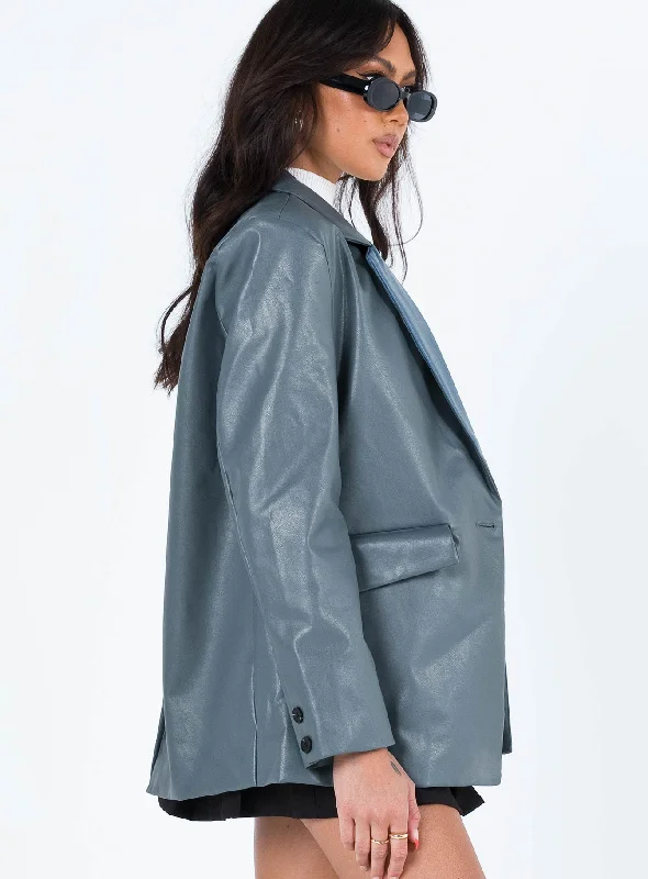 Jocelyn Faux Leather Blazer Slate