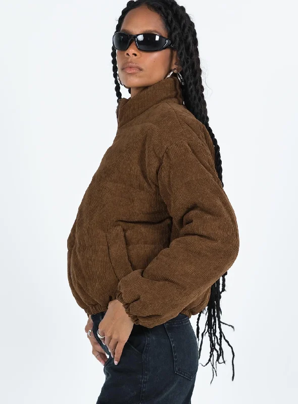 Mccloud Corduroy Puffer Jacket Brown