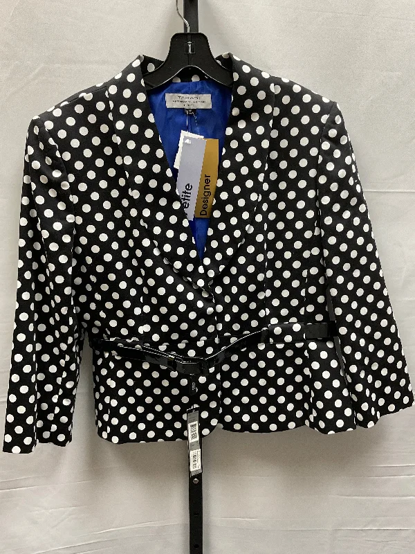 Polkadot Pattern Blazer Designer Tahari By Arthur Levine, Size Petite L