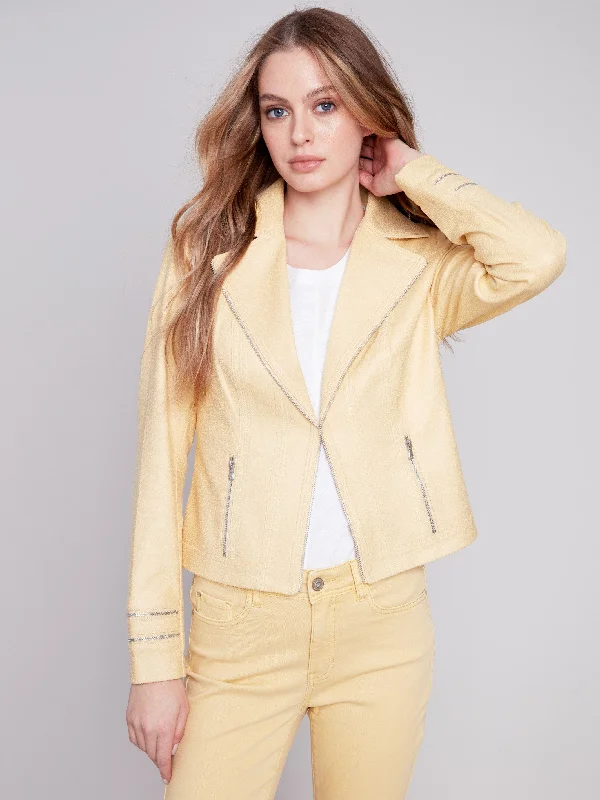 Vintage Faux Leather Jacket - Lemon