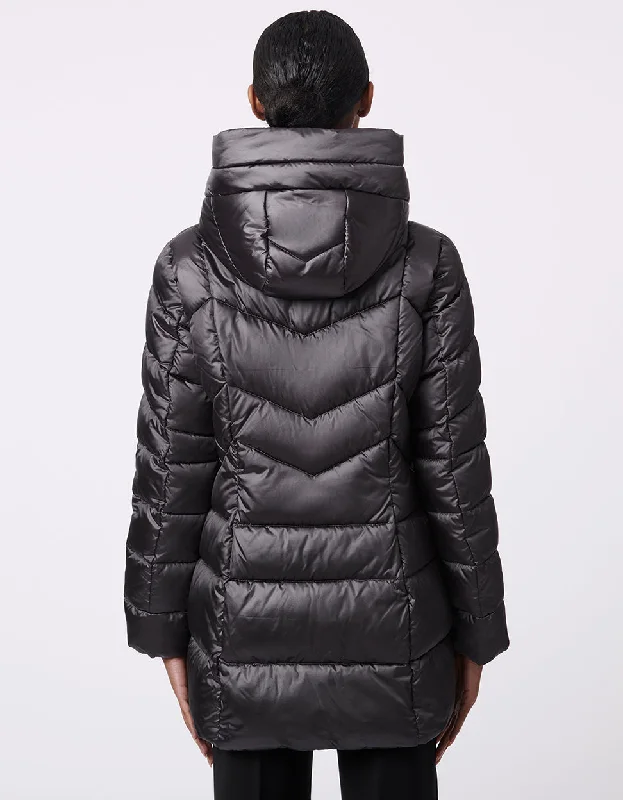 Fab Funnel Shiny Quilted Puffer