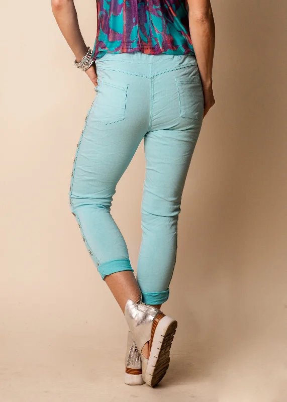 Alaska Cotton Blend Pants in Aqua Mist