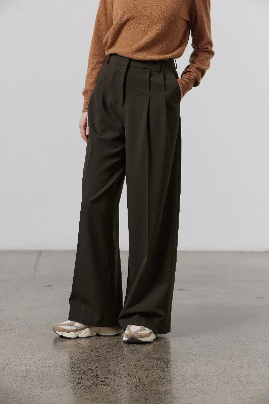 Ava Wide Leg Pant - Bark