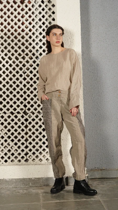 Carey Linen Blend Pant in Latte