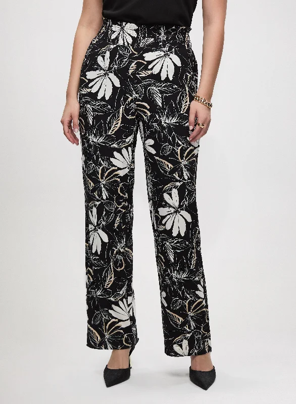 Crepe Floral Wide Leg Pants