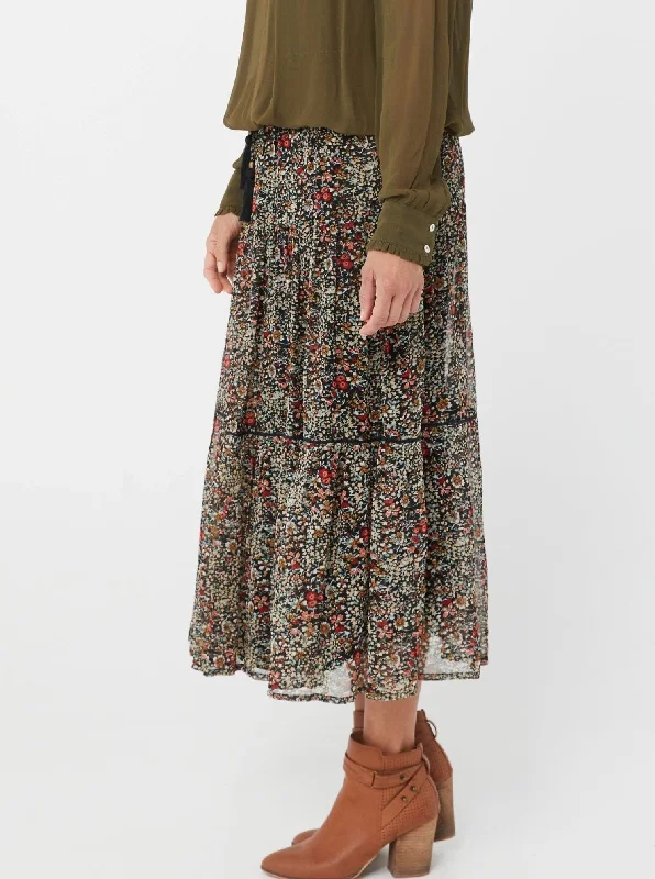 Women Winter Casual Maxi Skirt | Floral Print SCANDINAVIAN KAJA Natural Fiber