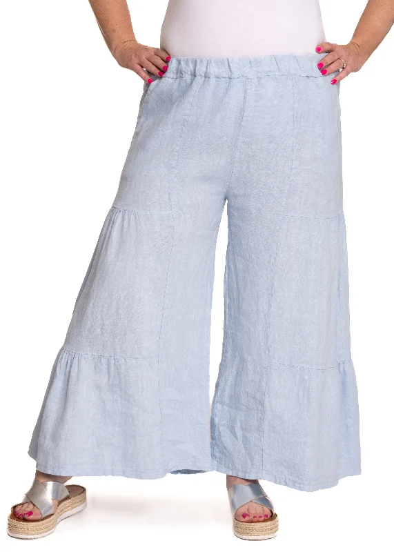 Edith Linen Pants in Ice Blue