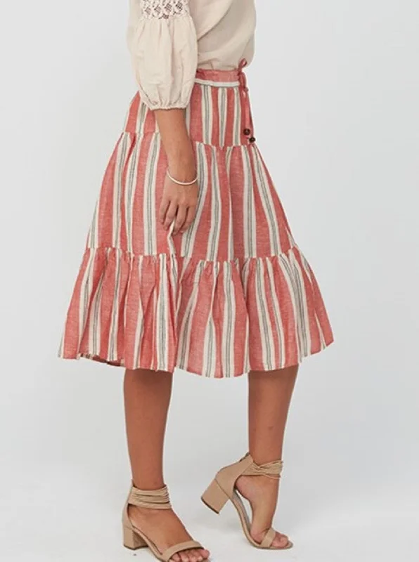 Woman Mid-calf Skirt Winter Skirt Stripes Skirt HAVANNA Skirt | Red Stripe