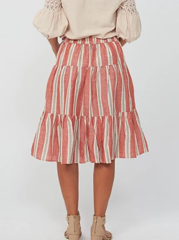 Woman Mid-calf Skirt Winter Skirt Stripes Skirt HAVANNA Skirt | Red Stripe