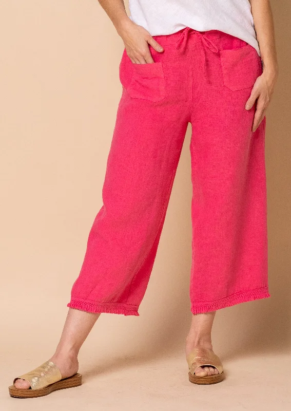 Jessi Linen Pants in Raspberry Sorbet