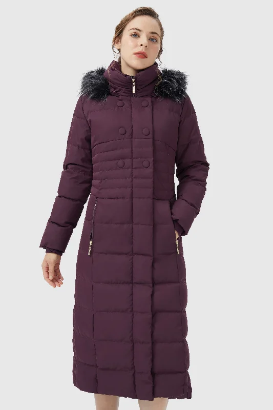 Long Puffer Coat with Hood Fur