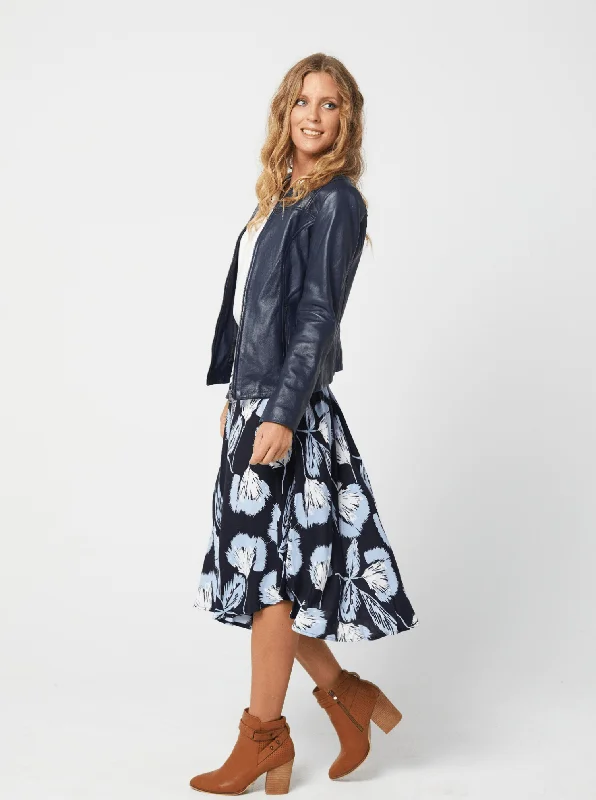 Blue Print Skirt | Ladies Skirt | Lotta Skirt - Navy Floral