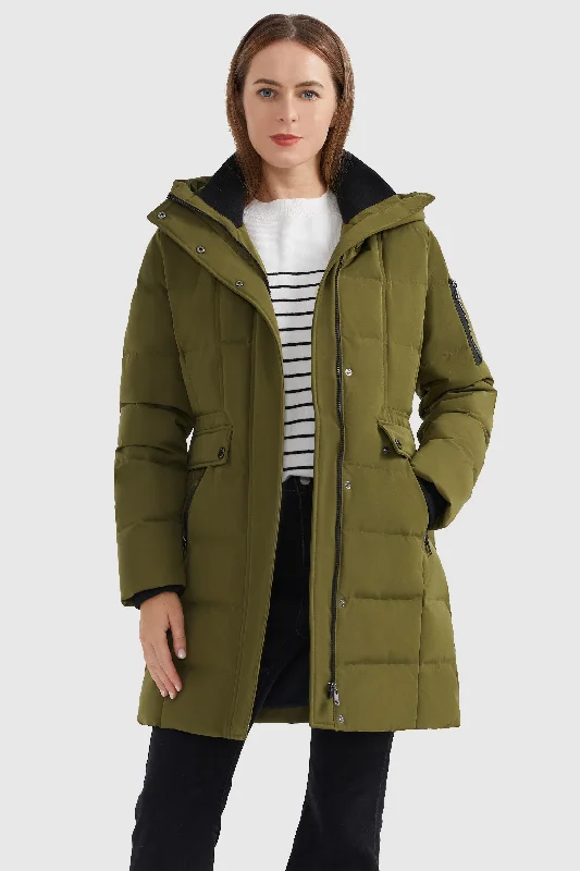 Mid Length Slant Pocket Puffer Jacket