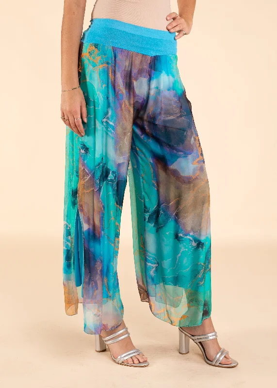 Mirsade Silk Pants in Aqua Mist