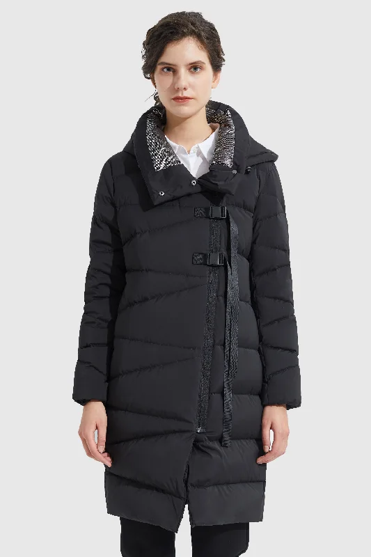 Long Hooded Asymmetric Puffer Jacket