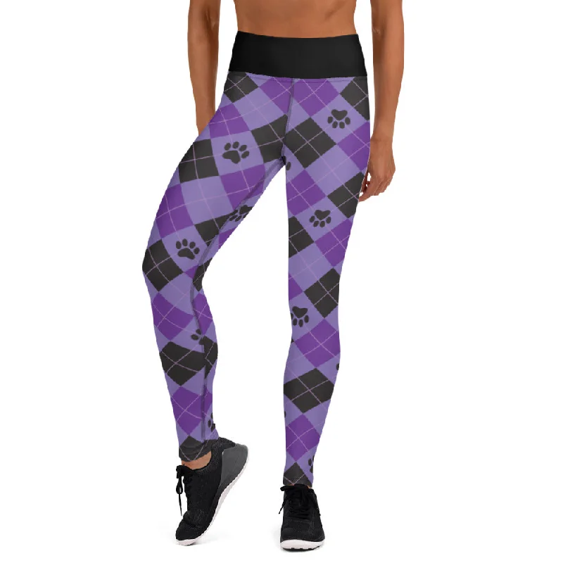 Paw Print Argyle Yoga Leggings