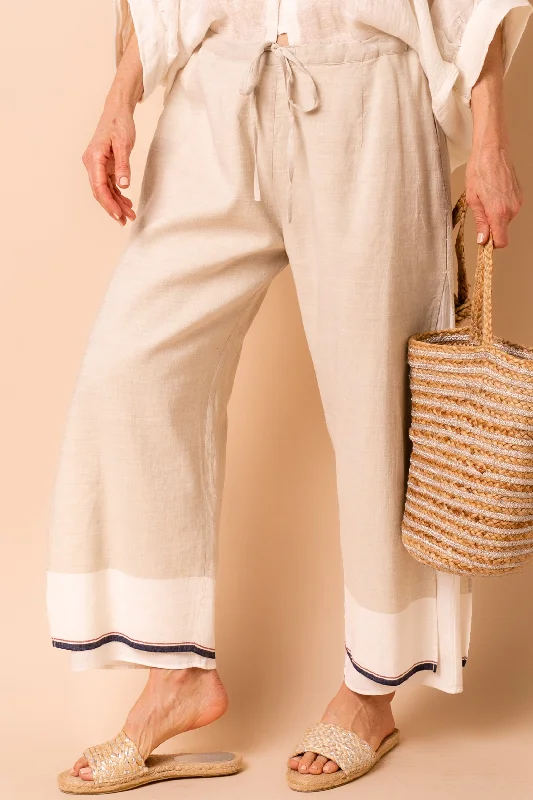 Polly Linen Blend Pants in Latte