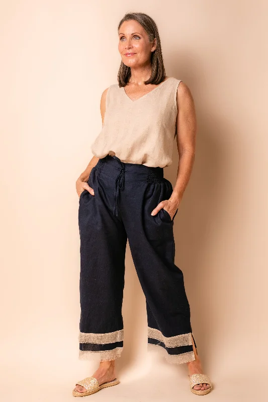 Rio Linen Blend Pants in Navy