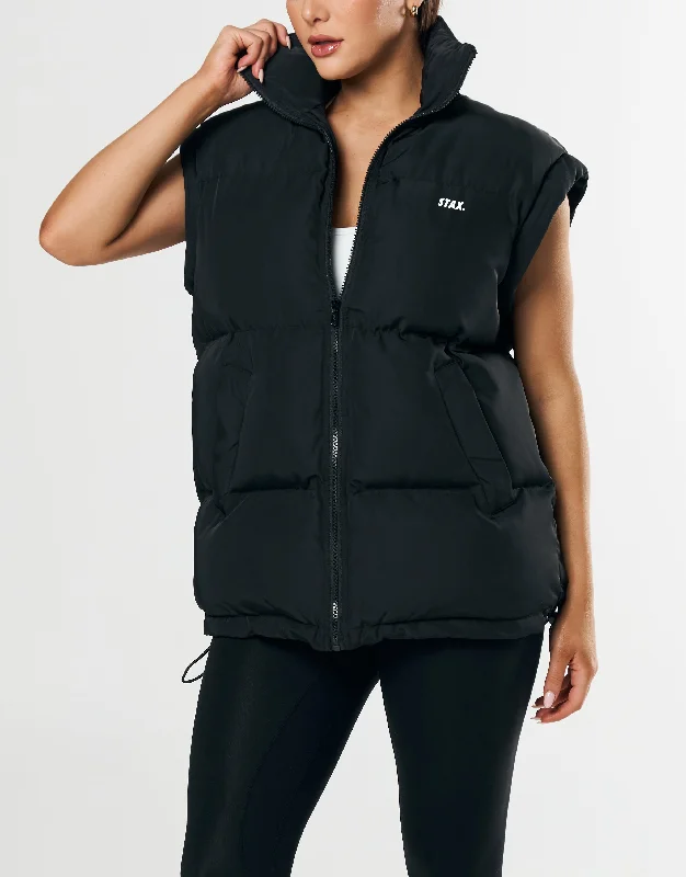 Oversized Sleeveless Puffer - Black