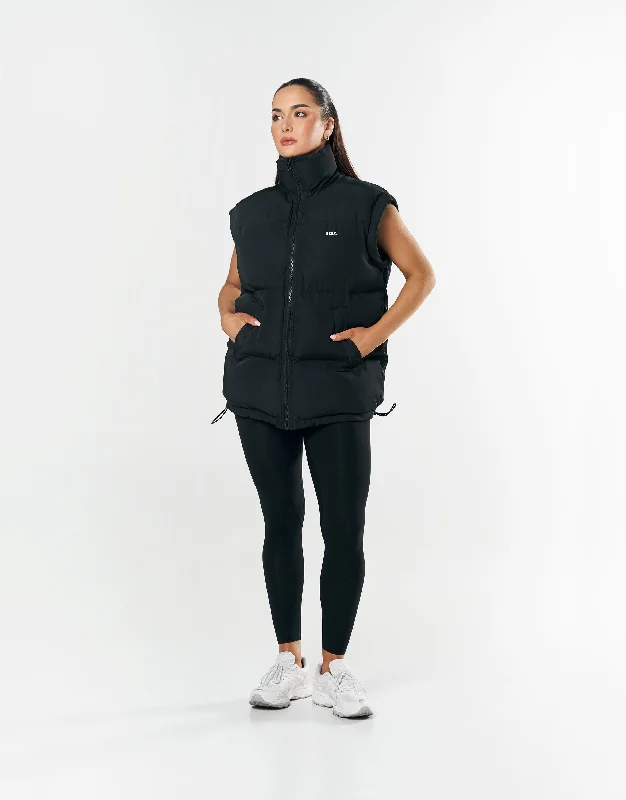 Oversized Sleeveless Puffer - Black