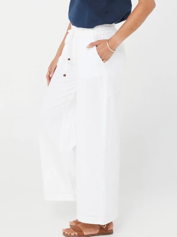 Valentina Trousers - White/Cotton & Linen