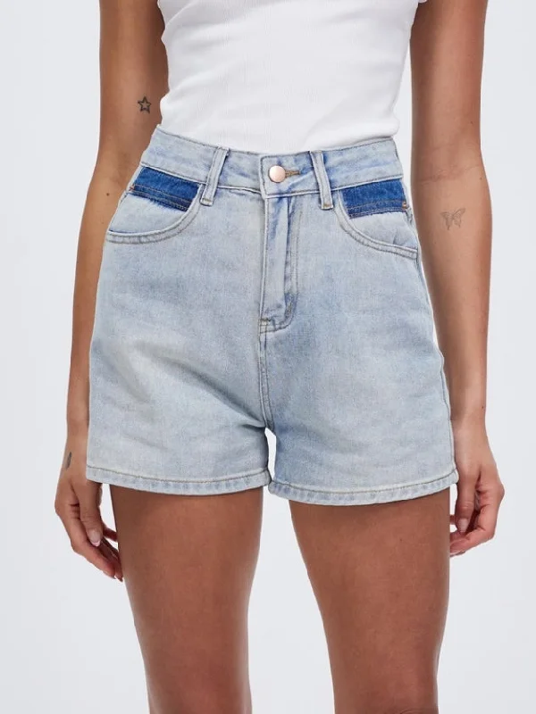 Women's High Waist Denim Shorts Raw Hem Jean Shorts Summer with Pockets by Kaja Clothing - Gill Pants