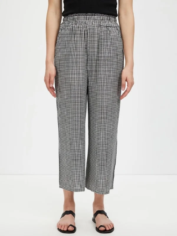 Women's High Waisted Plaid Straight Leg Cropped Pants by Kaja Clothing-Anthea Pants