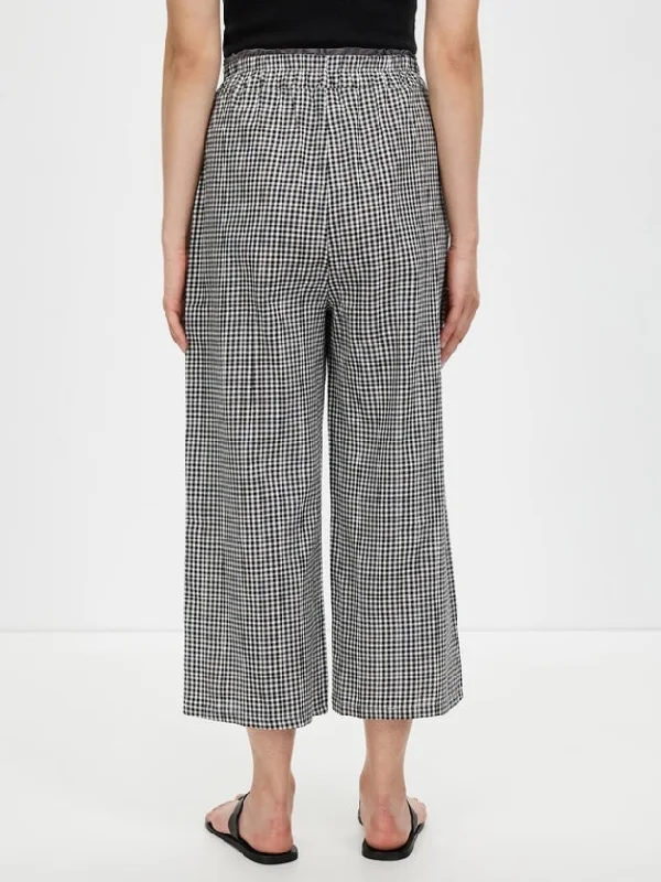 Women's High Waisted Plaid Straight Leg Cropped Pants by Kaja Clothing-Anthea Pants