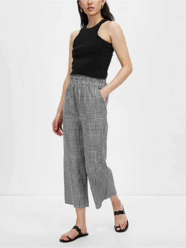 Women's High Waisted Plaid Straight Leg Cropped Pants by Kaja Clothing-Anthea Pants