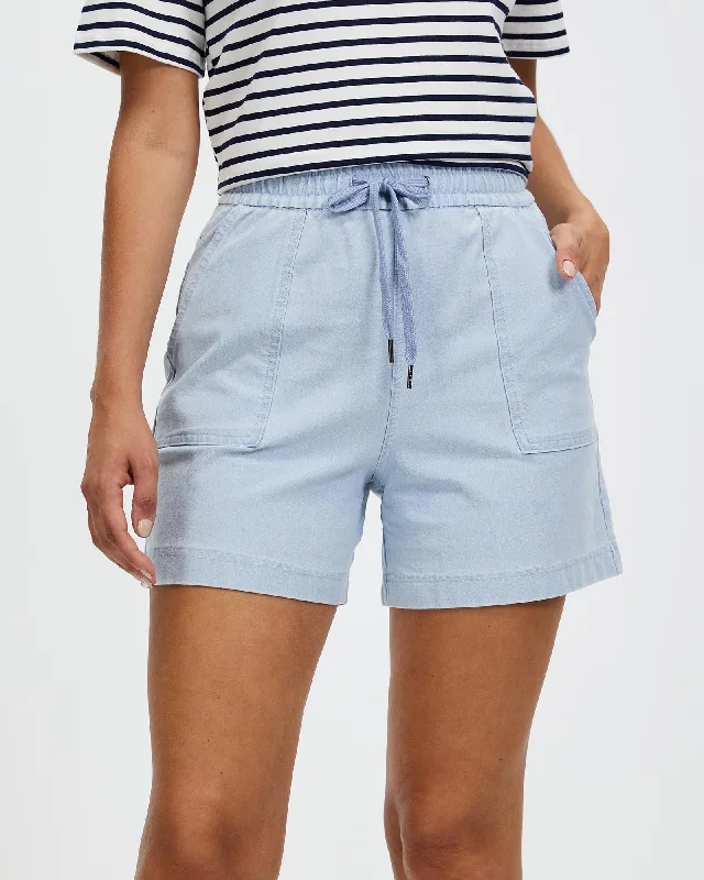 Women's  Stretch High Waisted Jeans Denim Shorts with Drawstring - Eudora Shorts