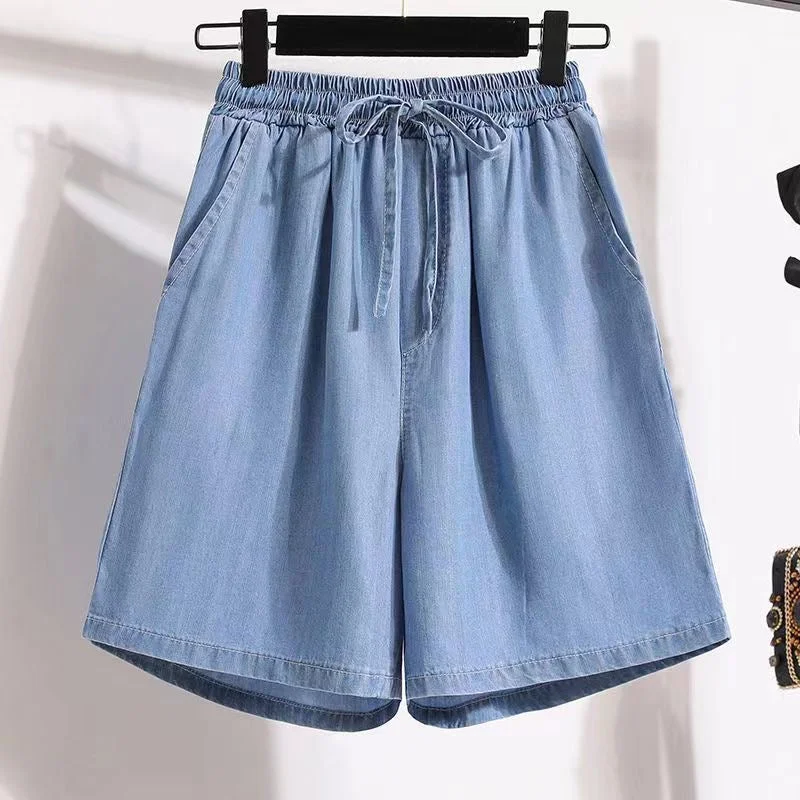 Women's Thin Ice Silk Casual Loose Wide Leg High Waisted A-line shorts-Qamra Shorts