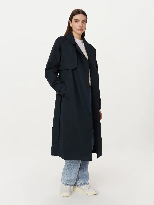 The Long Trench Coat in Deep Blue