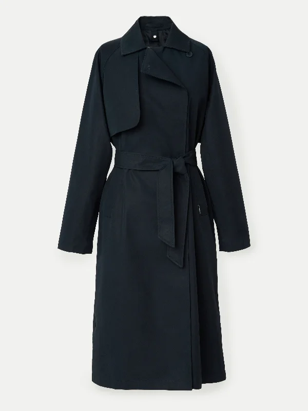 The Long Trench Coat in Deep Blue