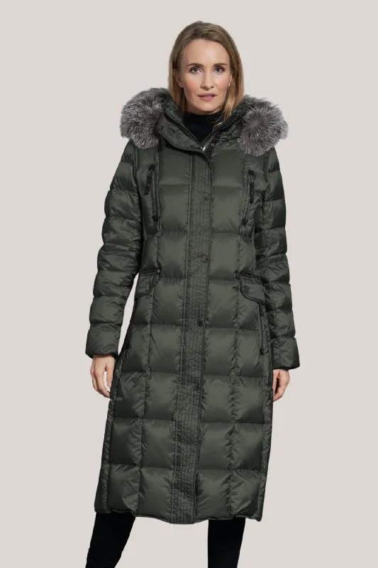 CELINE Down Coat with Detachable Silver Fox Fur Hood 1860