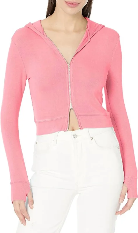 Cropped Hacci Hoddie In Bubble Gum