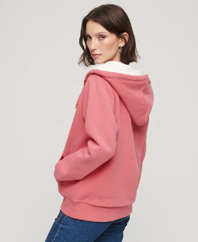 Essential Borg Lined Zip Hoodie | Camping Pink