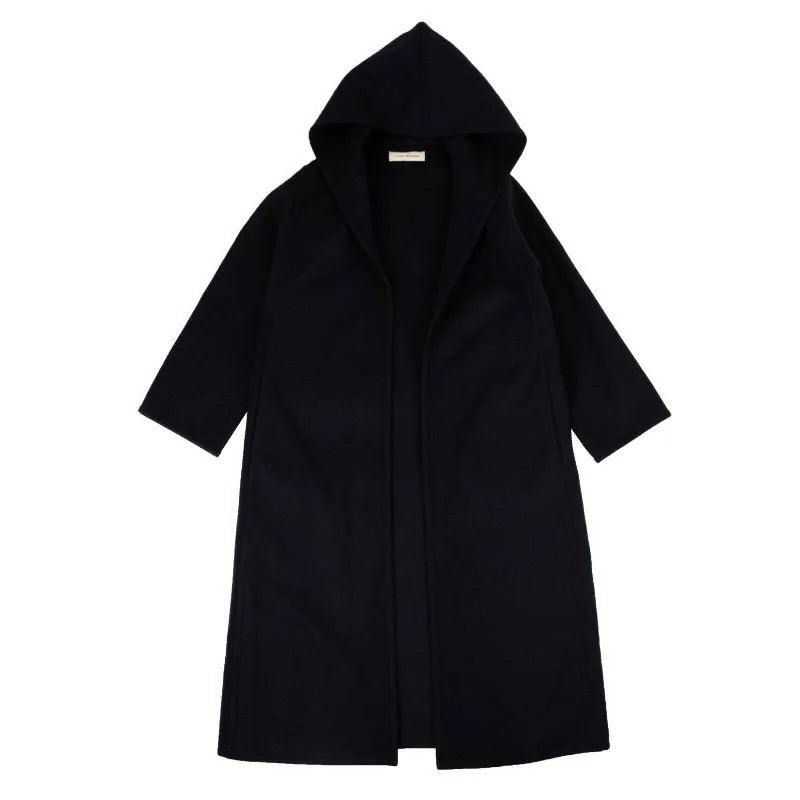 Navy Blue Hooded Oversized Coat