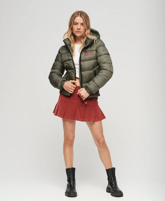 Sports Puffer Bomber Jacket | Dusty Olive