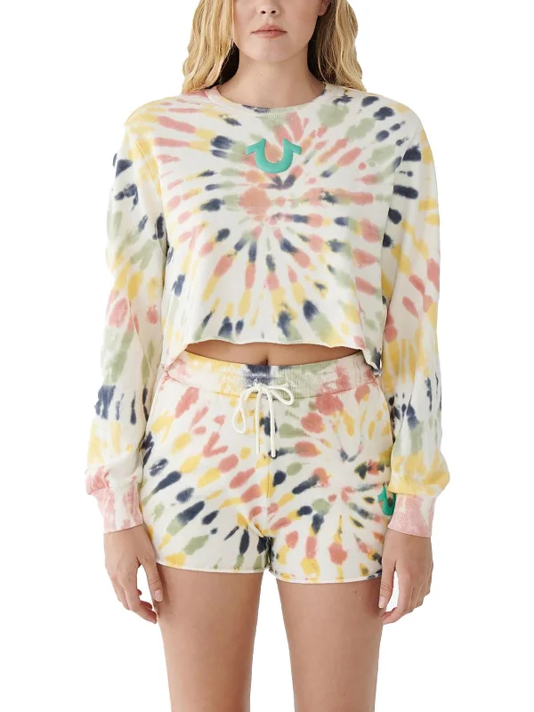 Womens Tie Dye Cropped Sweatshirt