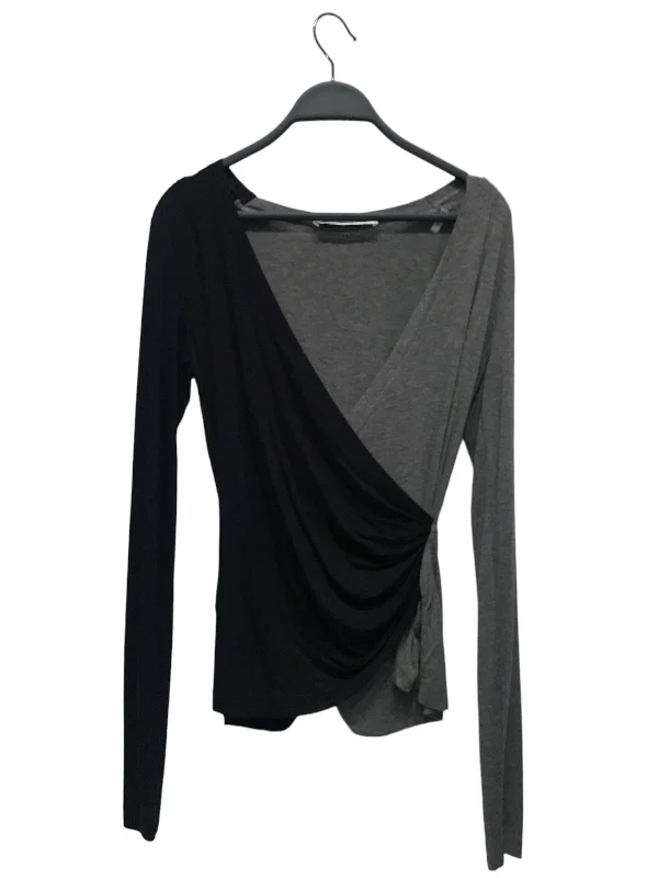 Frankie Morello/LS Blouse/XS/Cotton/BLK/HALF BLK HALF GREY