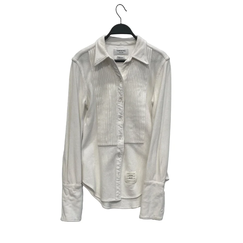 THOM BROWNE. NEW YORK/LS Blouse/40/Cotton/WHT/PLEATED