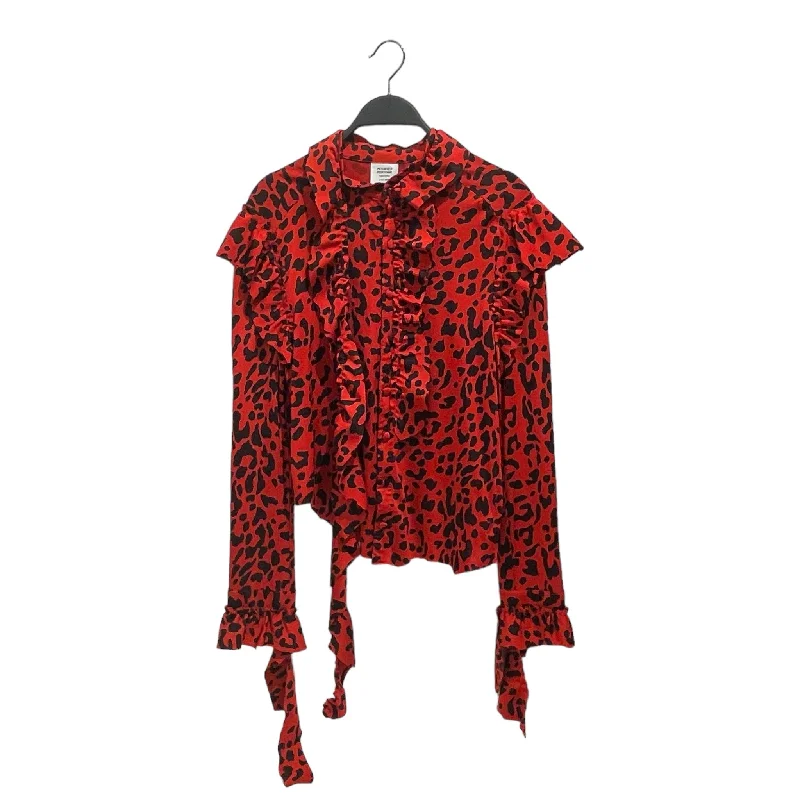 VETEMENTS/LS Blouse/M/Animal Pattern/Rayon/RED/2018 Ruffle Blouse