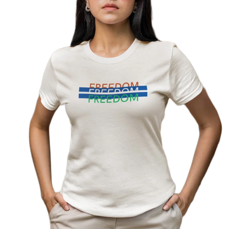 Tri Color Design T-Shirt for Women D65