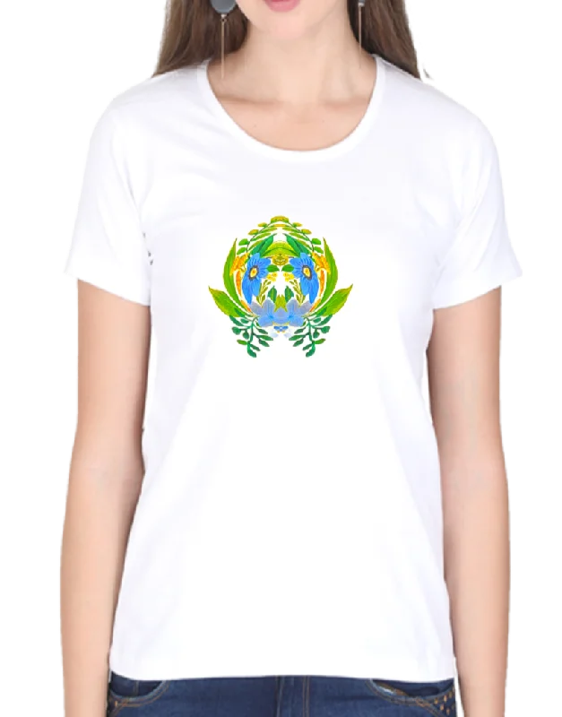 Geometric Floral Design T Shirt for Women D06