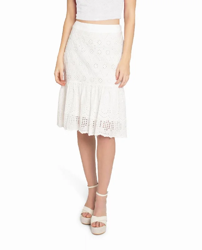 Embellished Eyelet Mini Skirt In White